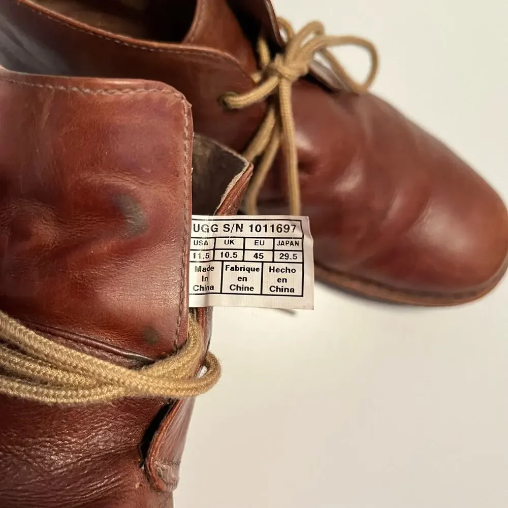 UGG Chukka Boot Size 11.5 Leighton Brown Leather Laceup